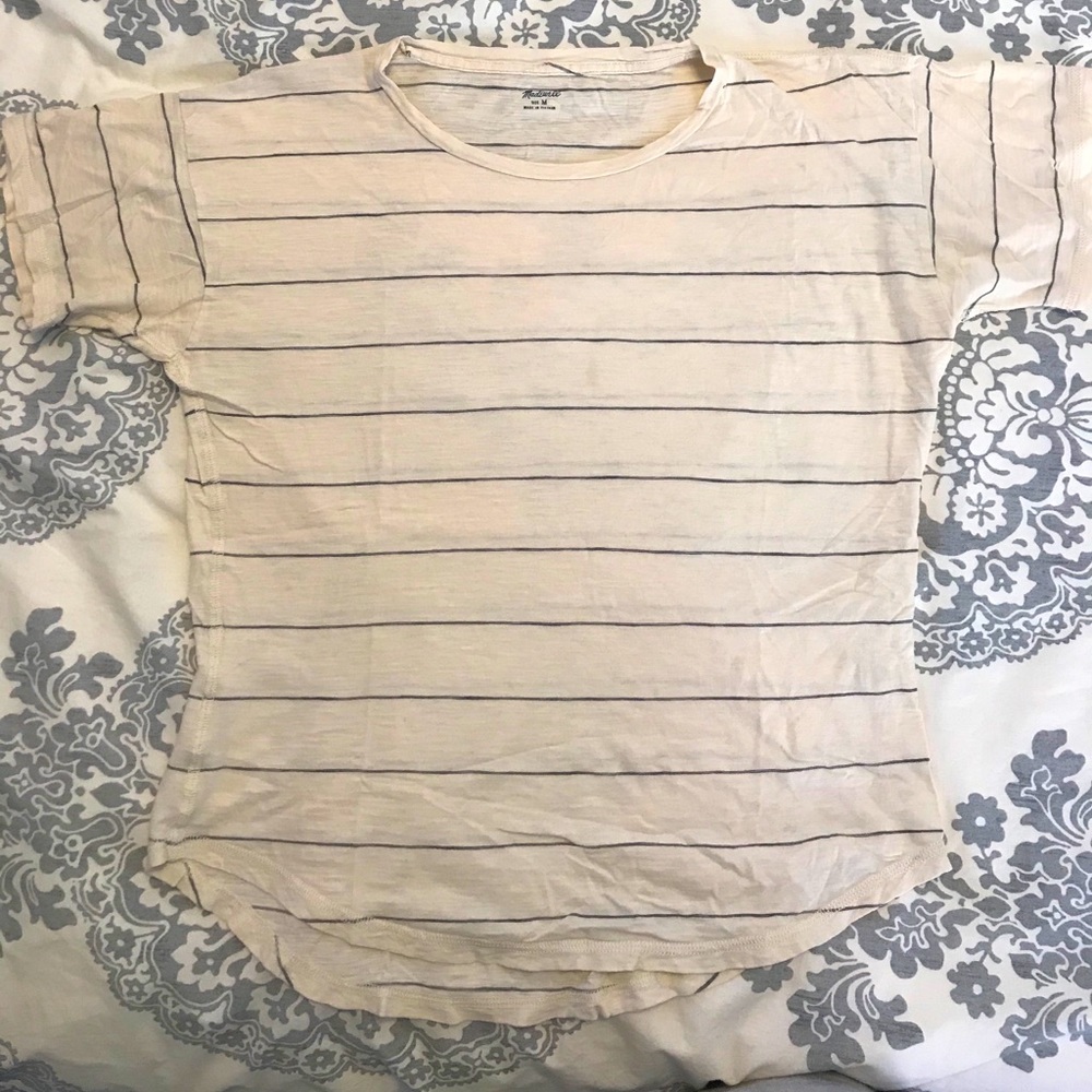 Madewell | Whisper cotton crew in tan stripe
